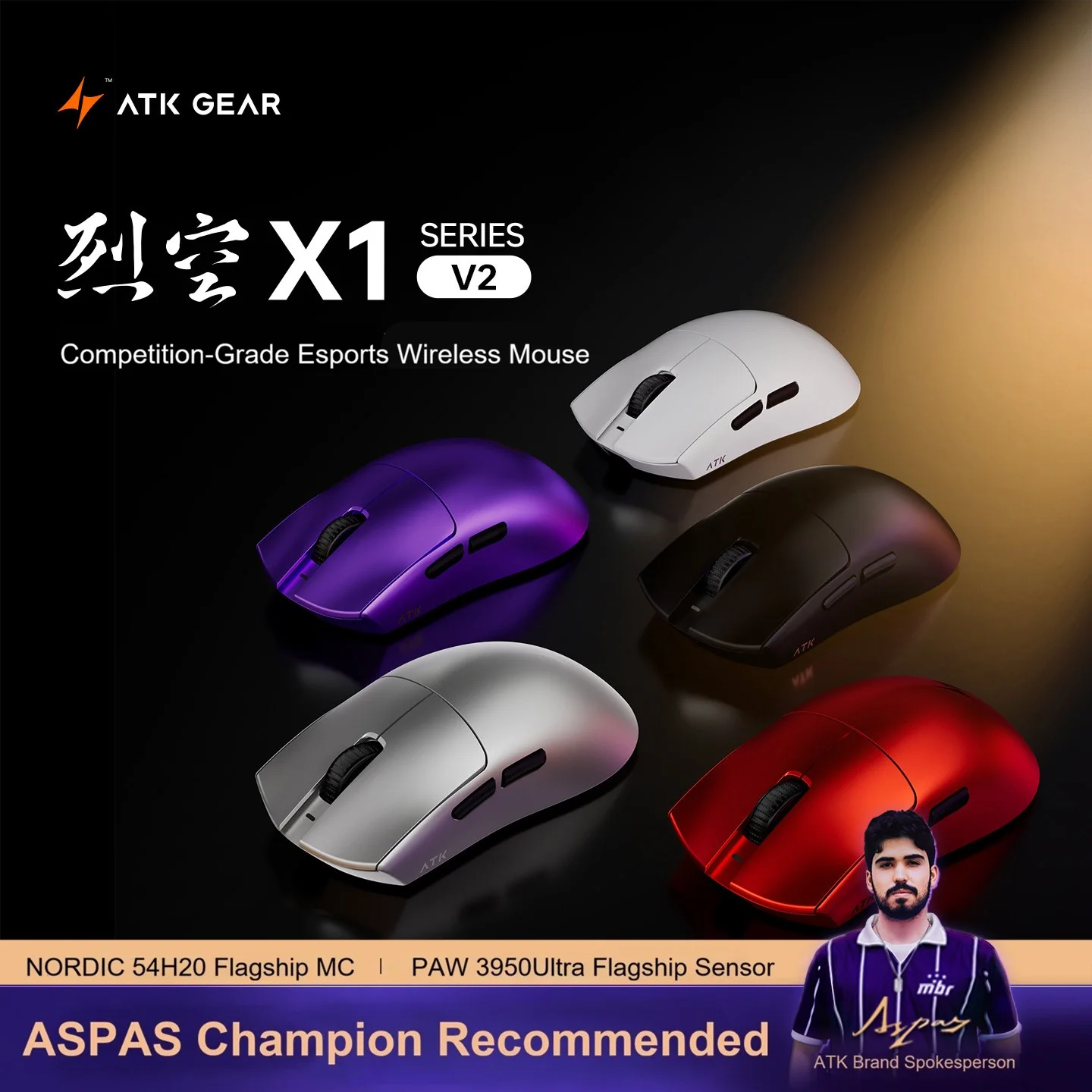 ATK X1 V2 Ultimate 2.0 마우스 무선 PAW3950Ultra 54g 경량 42000DPI 750IPS 0.163ms 낮은 대기 시간 게이머 액세서리 선물