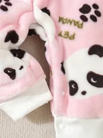 Autumn And Winter Baby Girls Super Soft Flannel Long Sleeve Trousers Onesie Comfortable Soft Cute Panda Print Clothing 6