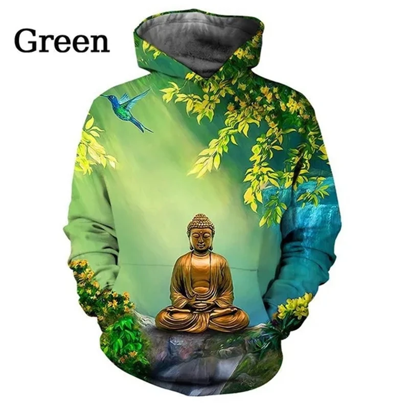 thumbnail image 1 of Sudadera con capucha con estampado 3D de Buda Shakyamuni para hombre y mujer, de gran tamaño, de manga larga, de diseñador, 1 of 4
