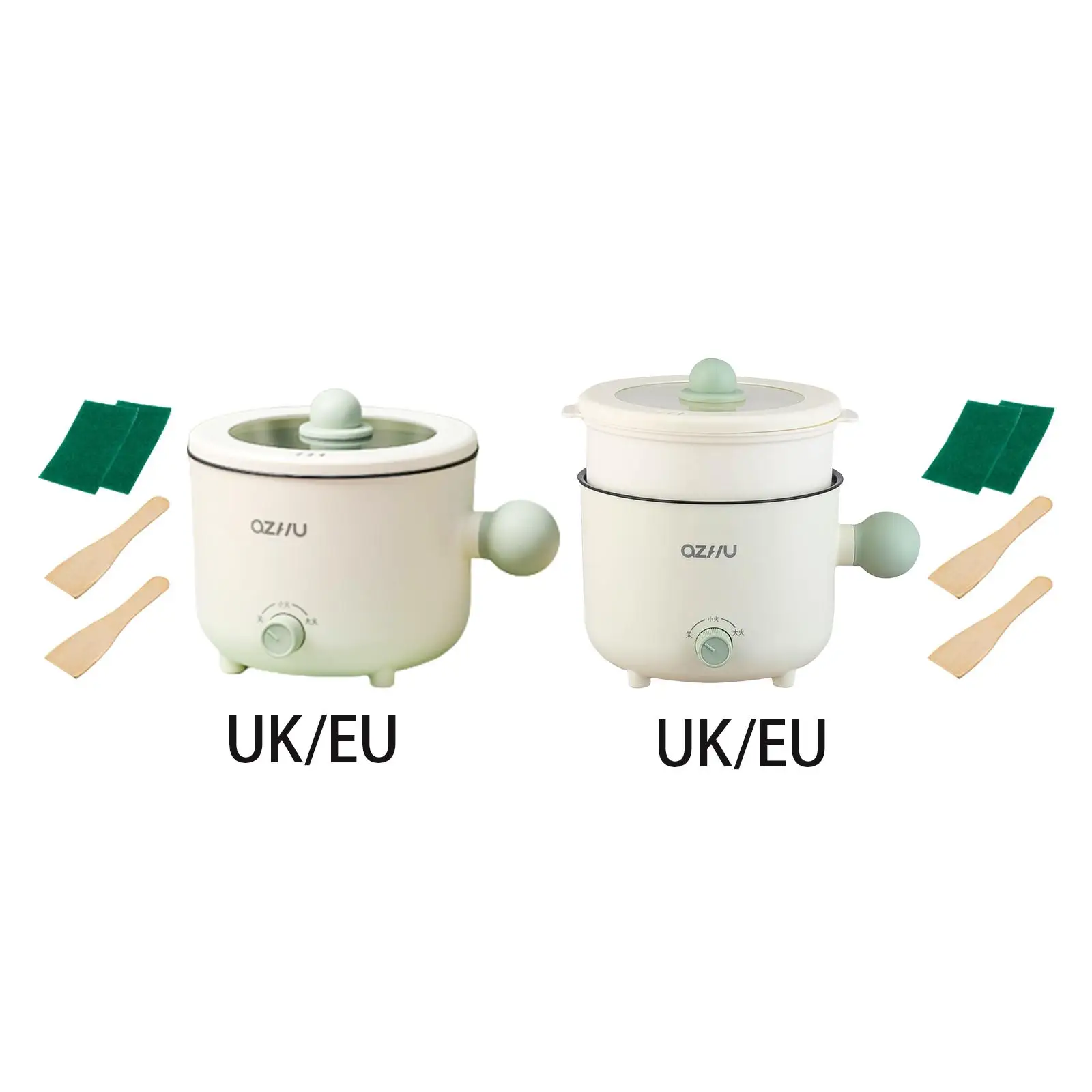 Mini Hot Pot Nonstick Electric Cooker 2 Gear Stainless Steel Multifunctional Ramen Cooker for Steak Cooking Ramen Dumpling Soup 4