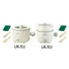 Mini Hot Pot Nonstick Electric Cooker 2 Gear Stainless Steel Multifunctional Ramen Cooker for Steak Cooking Ramen Dumpling Soup 4