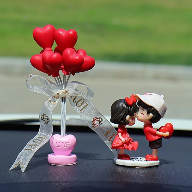 Cartoon Couples Car Decoration Model Cute Figure Figurines Balloon Ornament  Auto Interior Dashboard Accessories For Girls Gifts