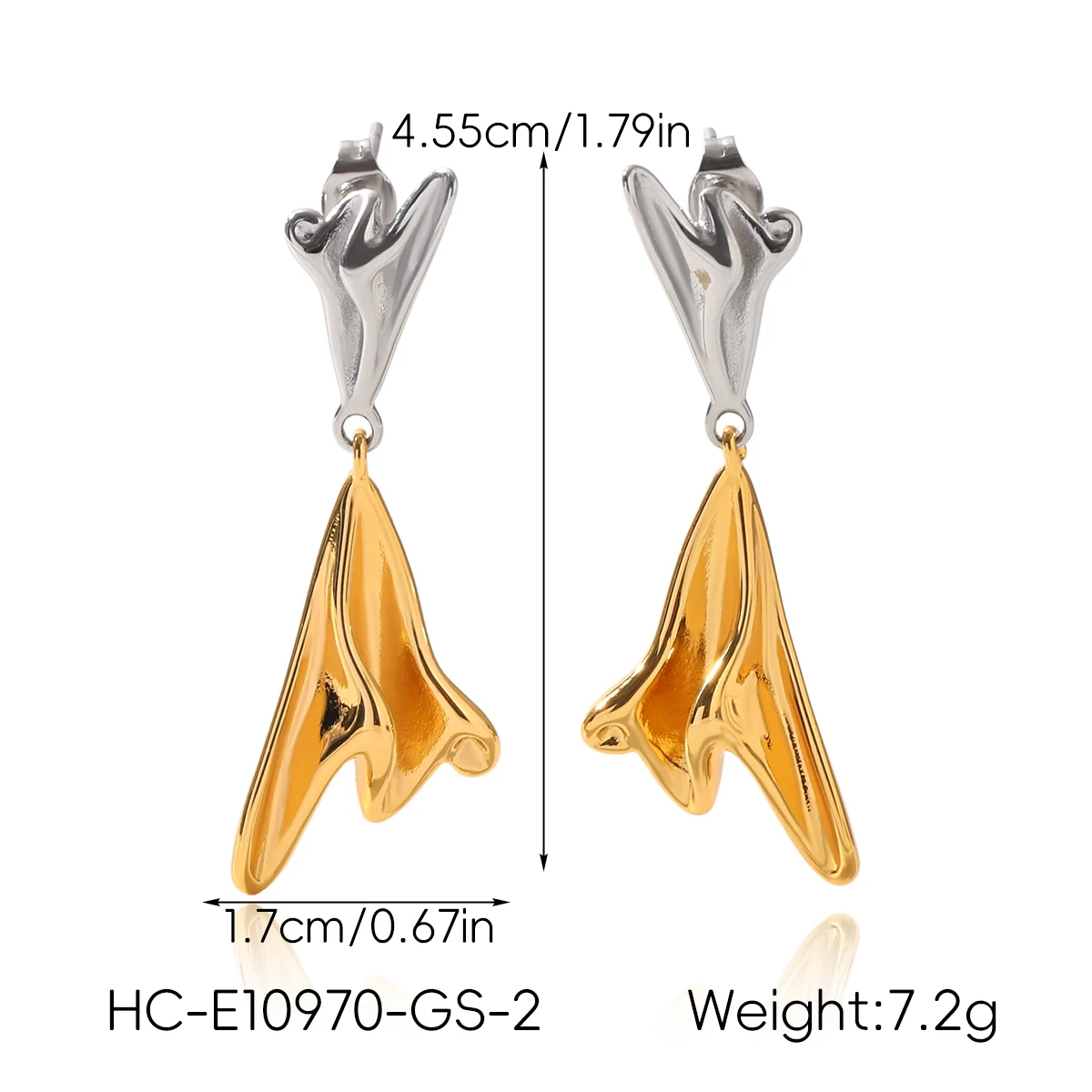 Neue Modische Gold-Silber Gemischte Farbe Titan-Stahl Geometrische Ohrstecker Damen Charm Wasserdicht Tägliches Tragen Partys – Detail 6