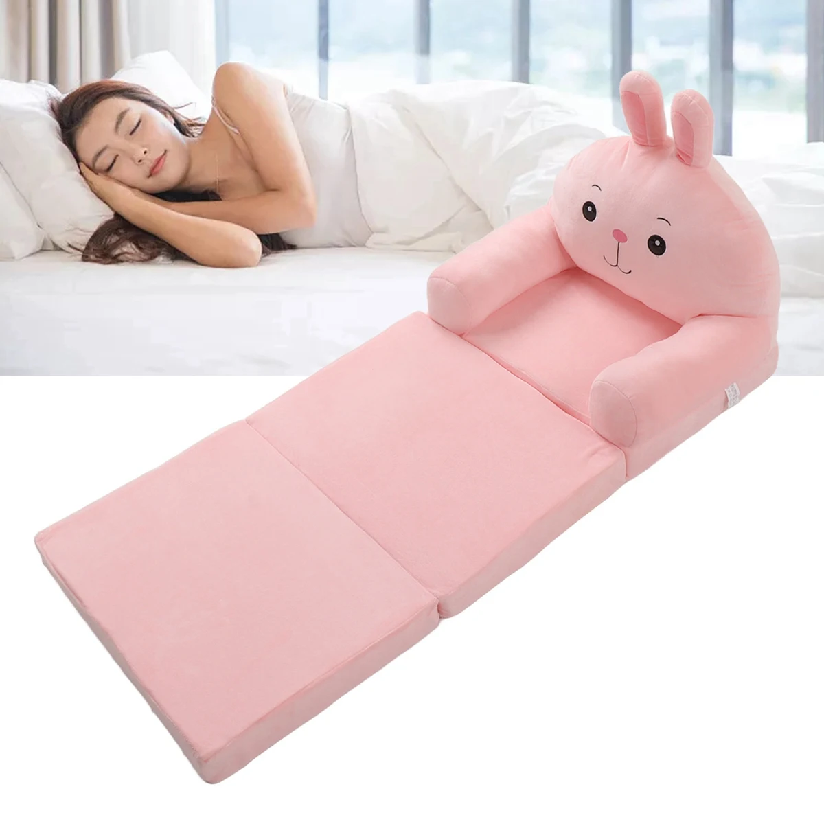 【Kid】Cartoon Foldable Kids Sofa Comfortable Cute Shape Washable Humanize Kids Foldable Sofa Bed Wide Armrest for Bedroom — view 6