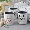 Round Laundry Hamper Fabric Cartoon Lion Rabbit Elephant Bear Storage Basket for Kids Home Bedroom Nursery Clothes Toy Container 3