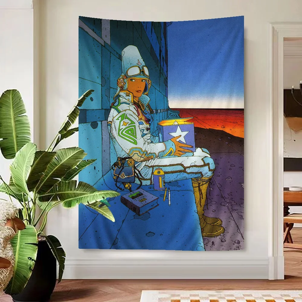 Moebius Cartoonist Hanging Bohemian Tapestry Bohemian Wall Tapestries Mandala Kawaii Room Decor