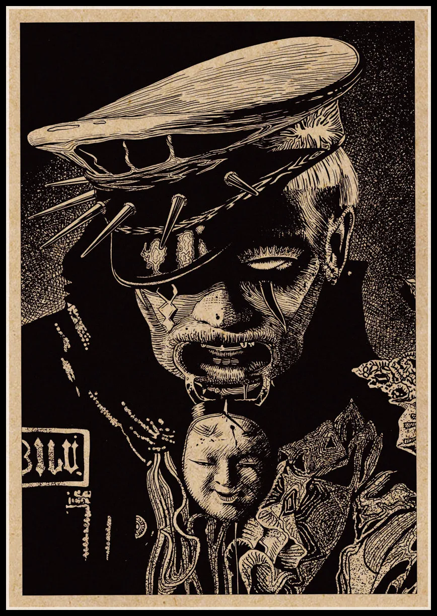 thumbnail image 1 of Póster de Junji Ito de anime japonés, papel Kraft vintage, alta calidad, impresión artística de dibujos animados para el hogar, pegatina de pared, decoración, pintura, 1 of 4