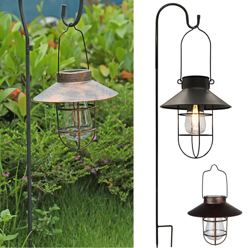 Solar Light Solar Retro Camping Lantern Waterproof Vintage Night Lighting Portable Outdoor Hanging Tent LED Chandelier Light for Garden