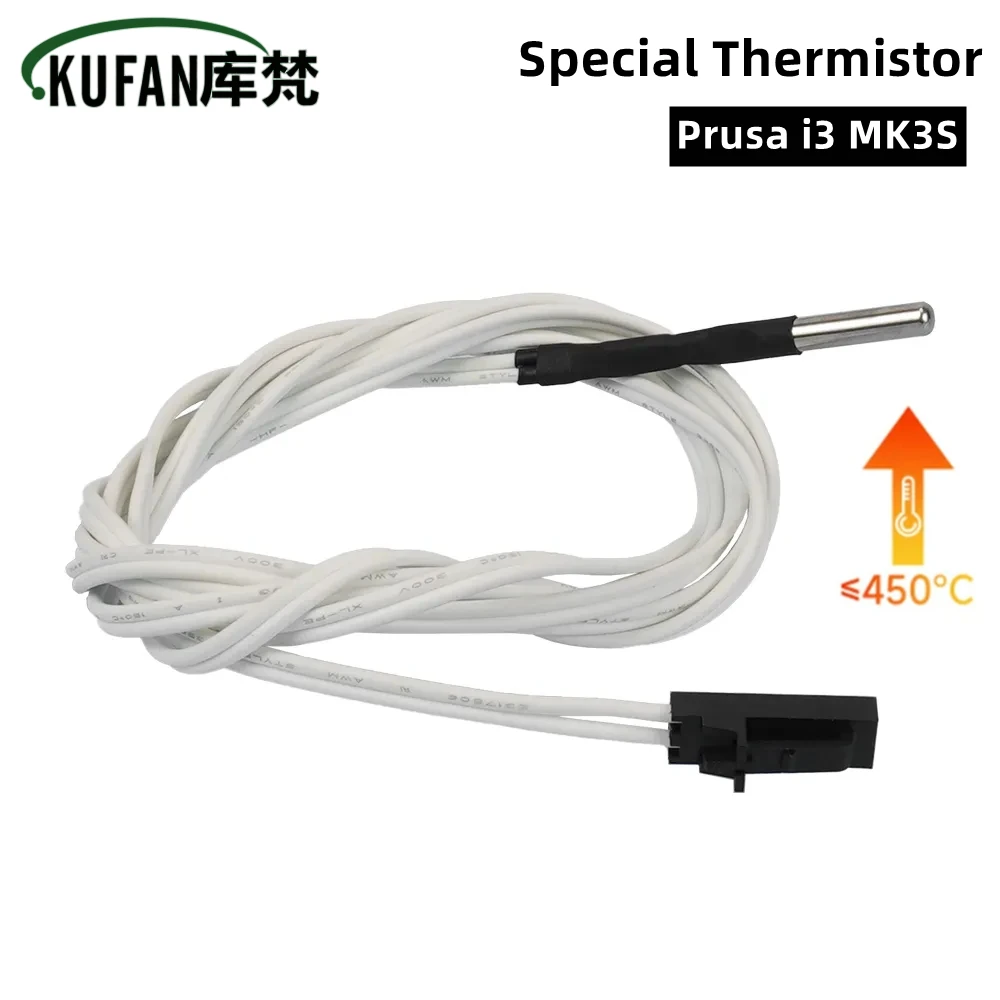 

KUFAN Thermistor For Prusa I3 MK3S+ 3D Printer Thermistor Cartridge 3*12mm Temperature Sensor White Cable