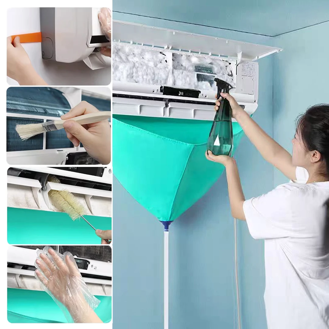 Air Conditioner Cleaning Kit Leak-proof Cover Full Set of Wall-mounted Split with Water Pipe Disassembly-free Clean Tools