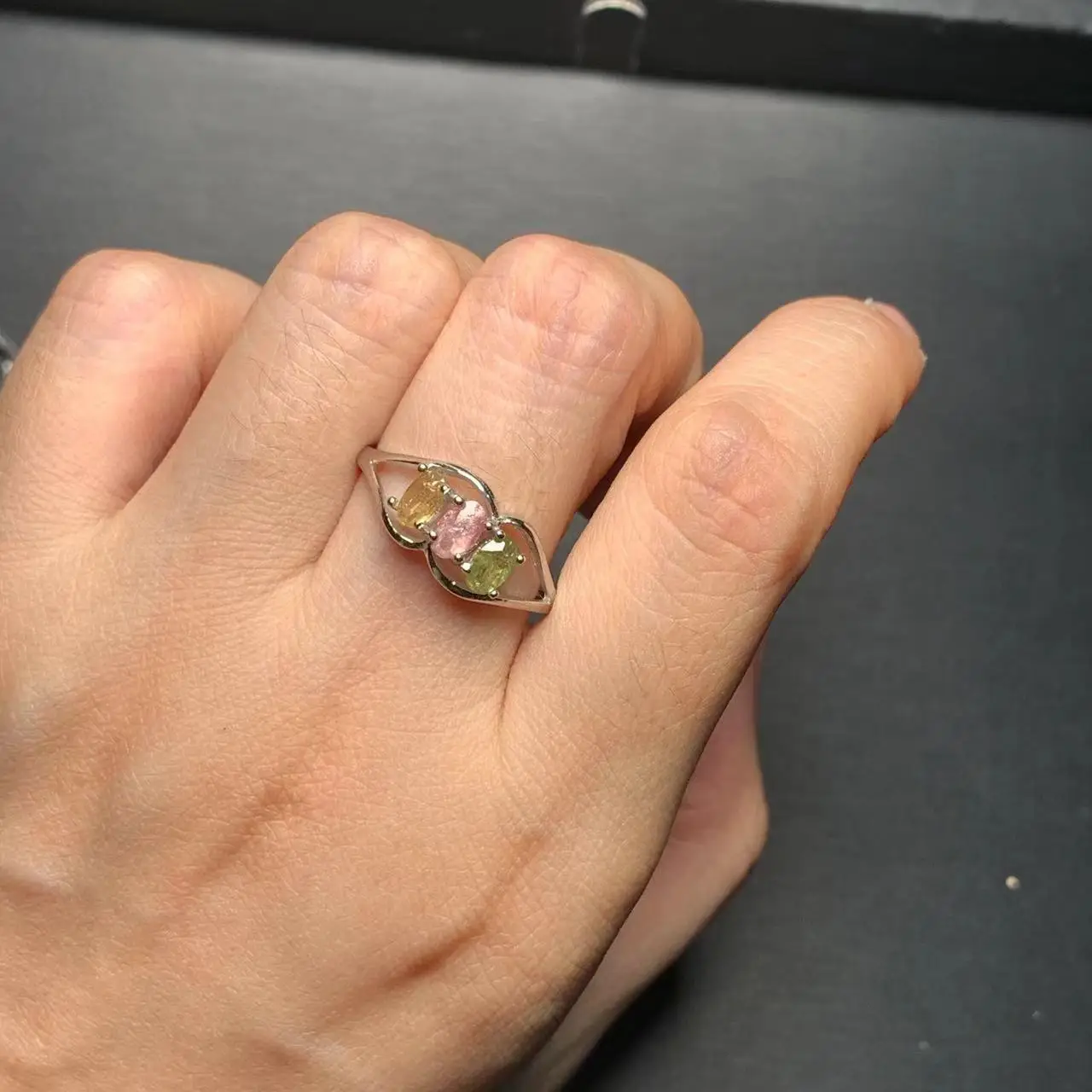 New Arrival Natural Tourmaline Rings Female  Jewelry For Women Gift Copper Cute Stone Flower