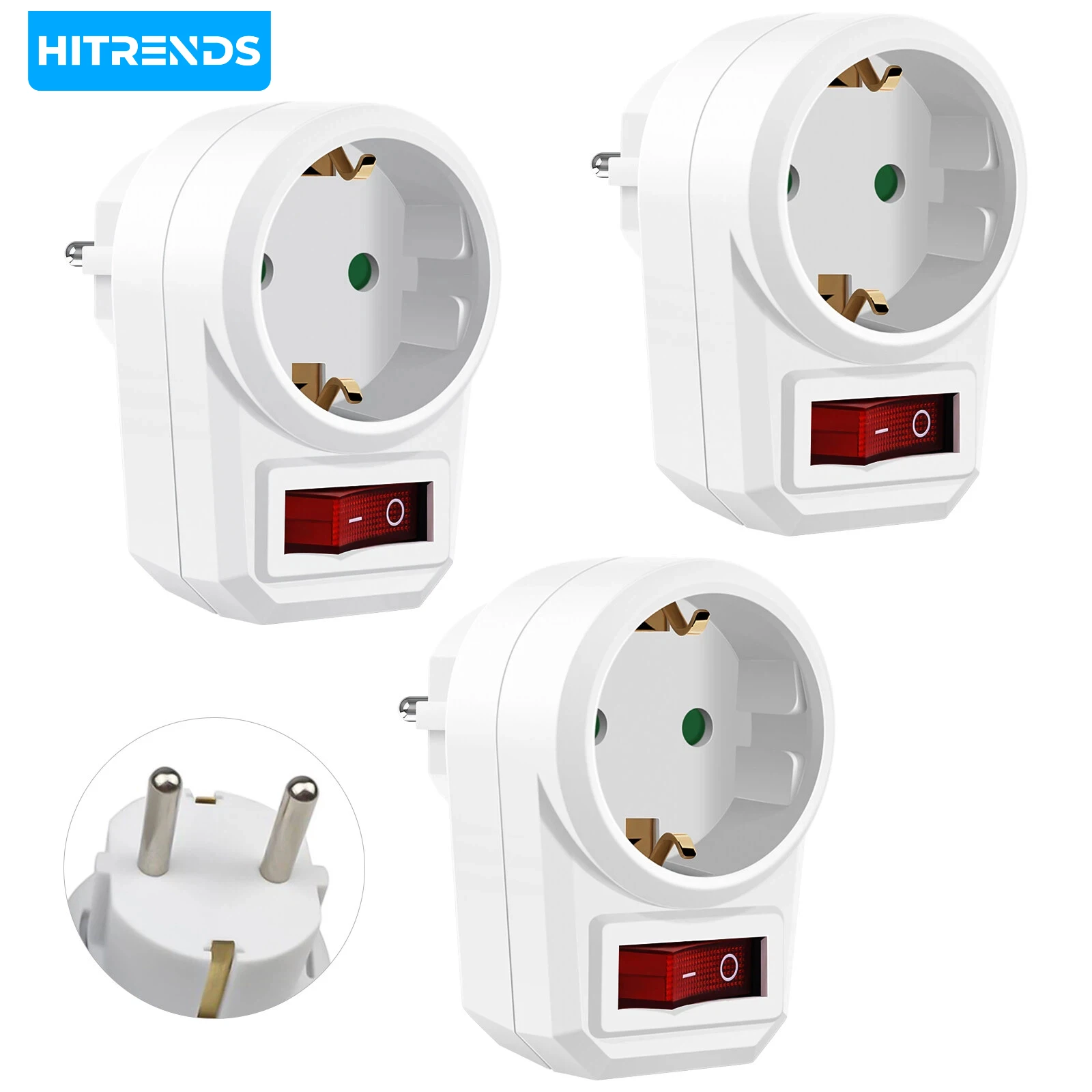German standard power socket with LED indicator light switch, 3680W plug adapter, portable travel conversion socket 16A 1