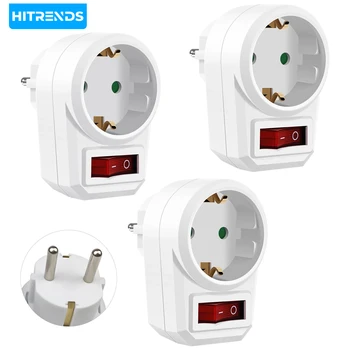 German standard power socket with LED indicator light switch, 3680W plug adapter, portable travel conversion socket 16A 1