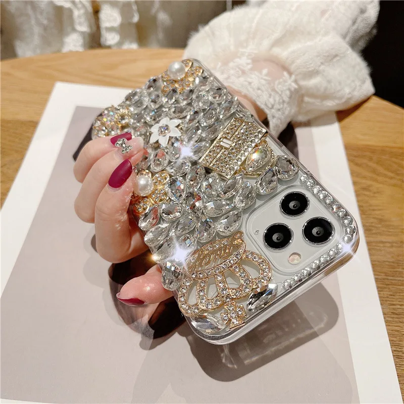 Crown Bag Diamond Phone Case, Creative Mobile Covers, Luxury Diamond, For iPhone 15, Samsung S22, S23, Note 20