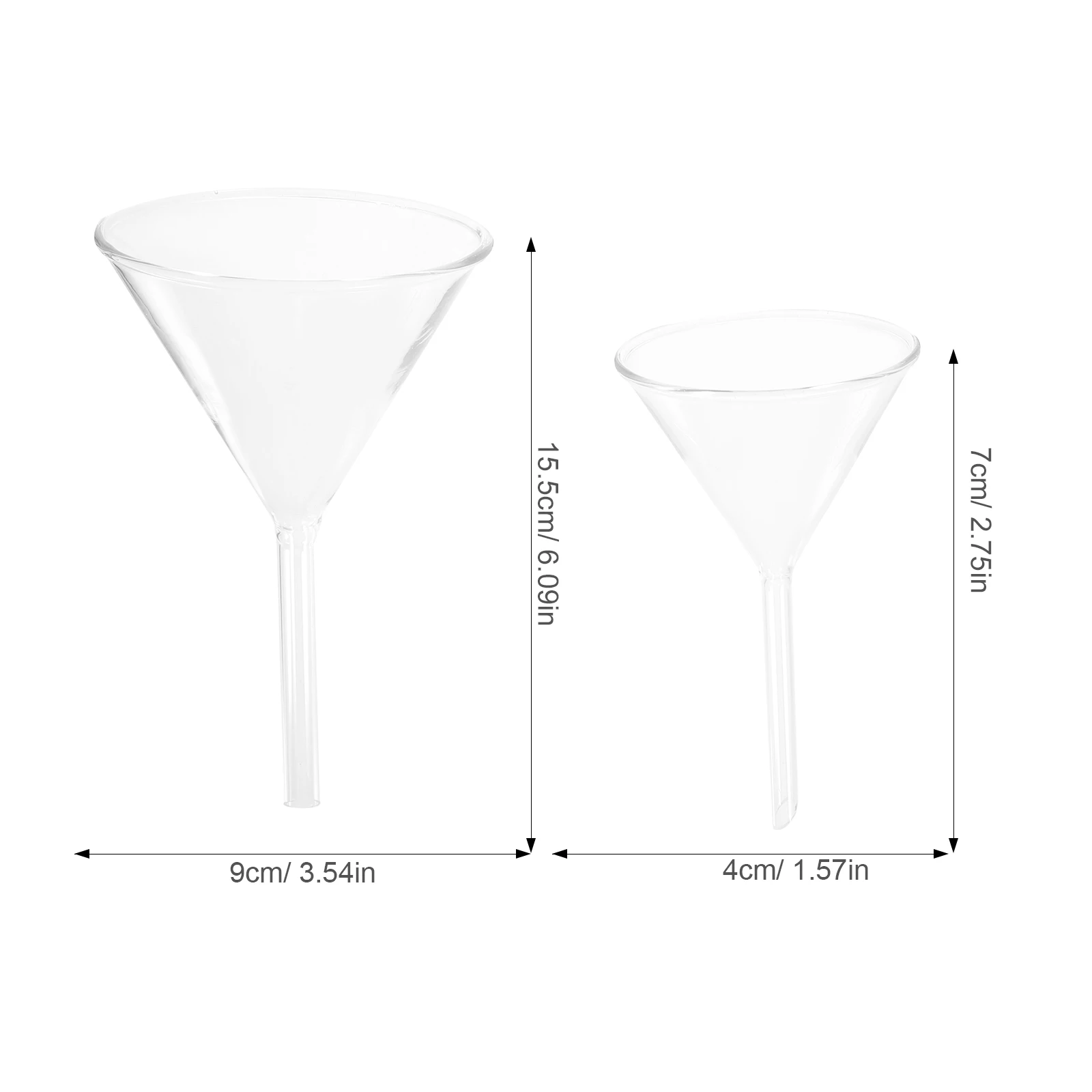 실험실 투명 깔때기 유리 깔때기, 실험 깔때기, 과학 실험 깔때기 (40, 60, 75, 90mm), 4 개