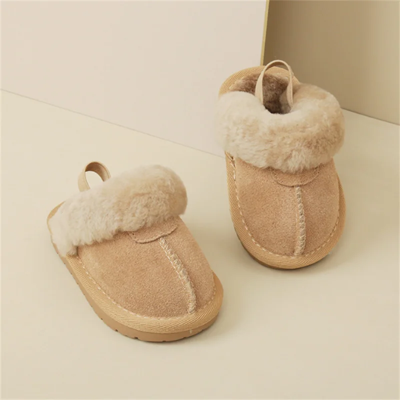 Baby Winter Leather Slipper Shoes Rubber Non-slip Toddler Indoor Kids baby shoes children slippers