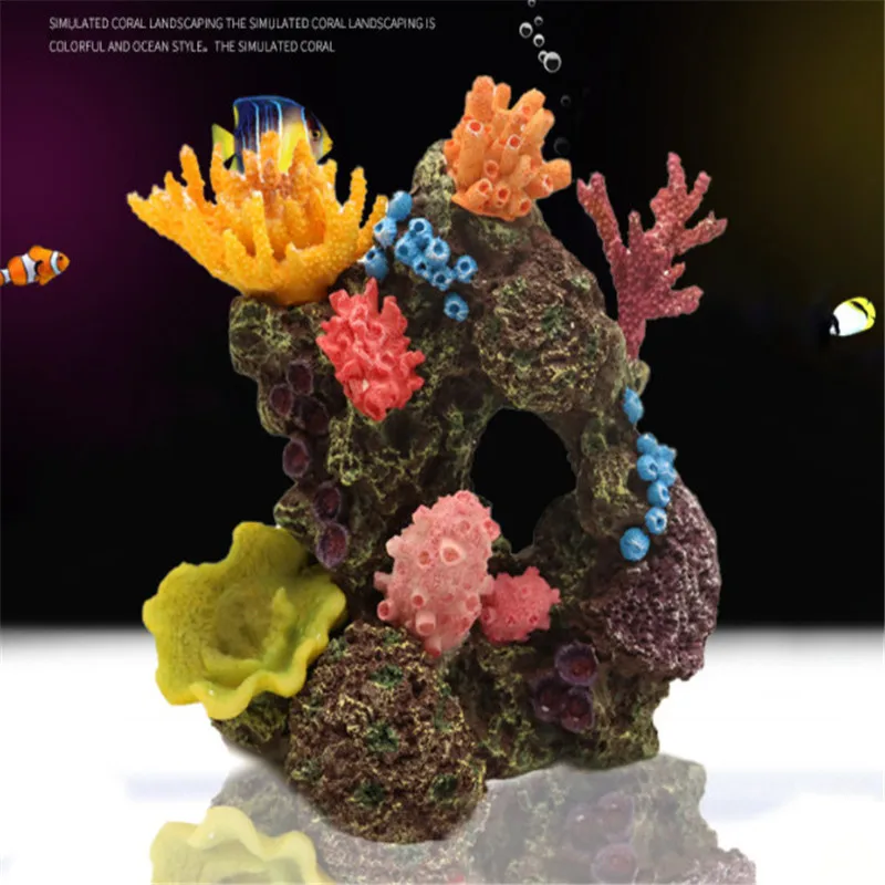 

Simulation coral fish tank aquascape reef rock hideaway house fake coral tree fish tank aquascape decoration