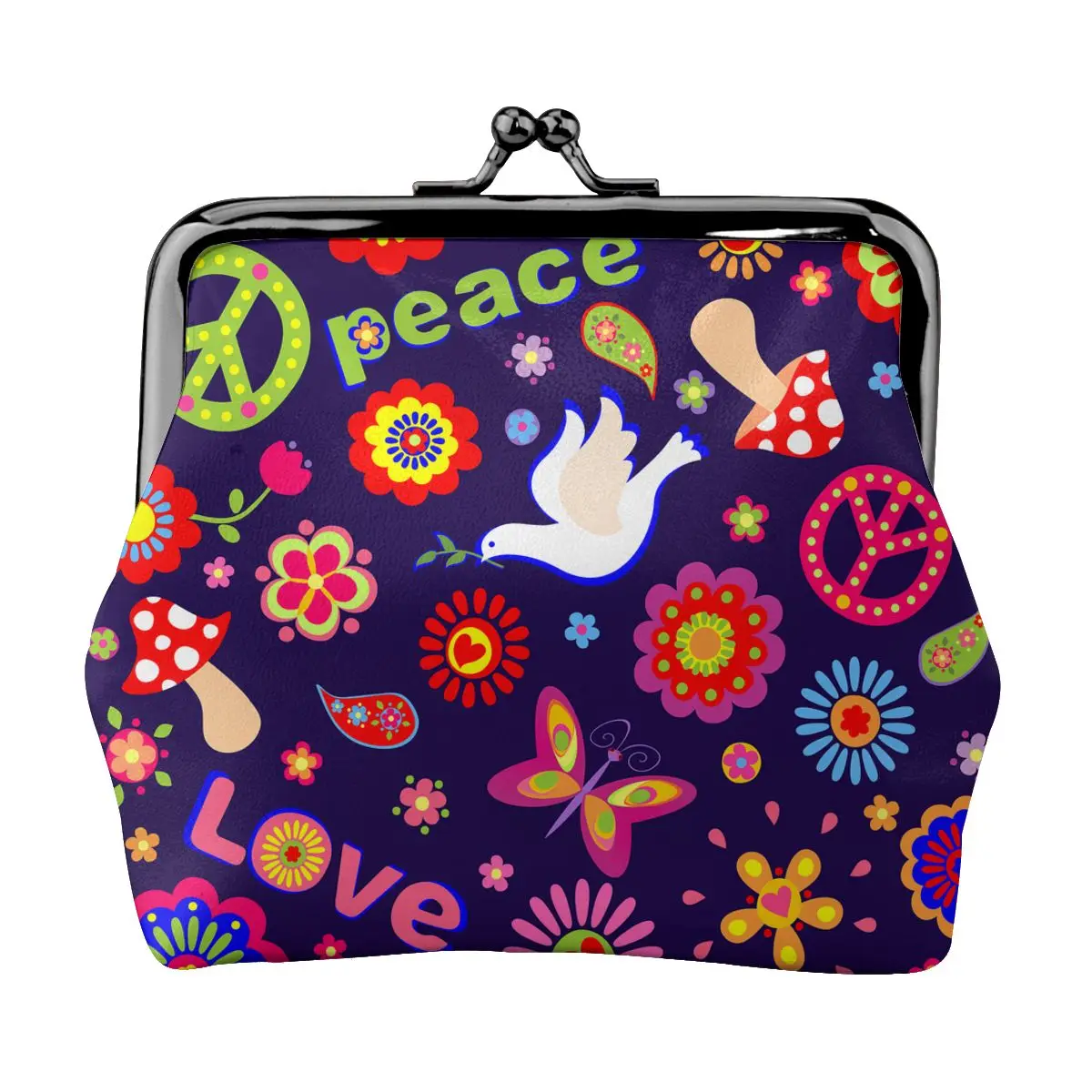 

Coin Purse Peace Hippie Flower Symbol And Flying Paper Cutting Dove (1) Women Mini Pouch Female Pouch Key Card Holder Wallet