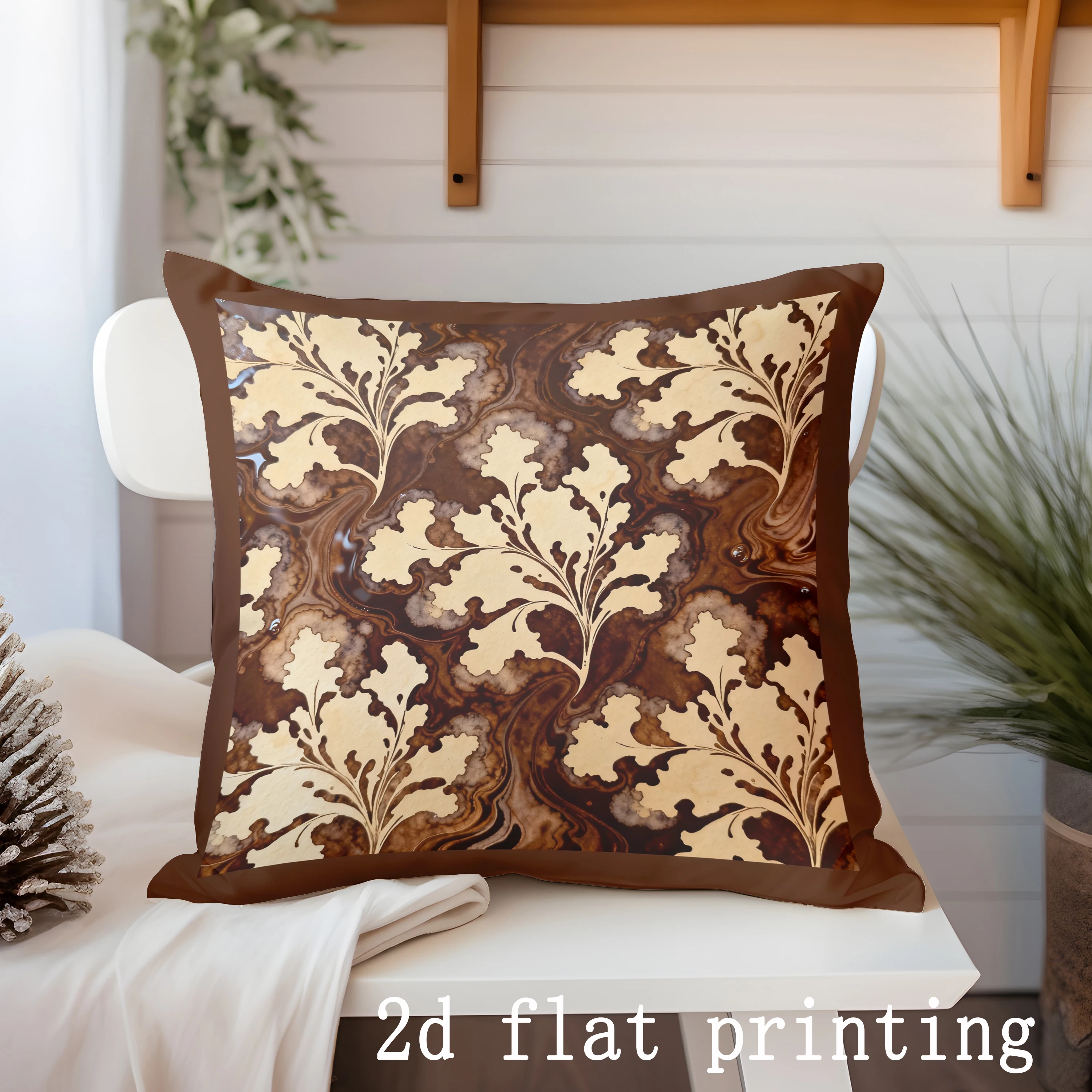 Marble Leaf Pattern Decorative Pillow Cover Pattern Cushion Cover Suitable for Sofa Bedroom Car Pillow Cover 2