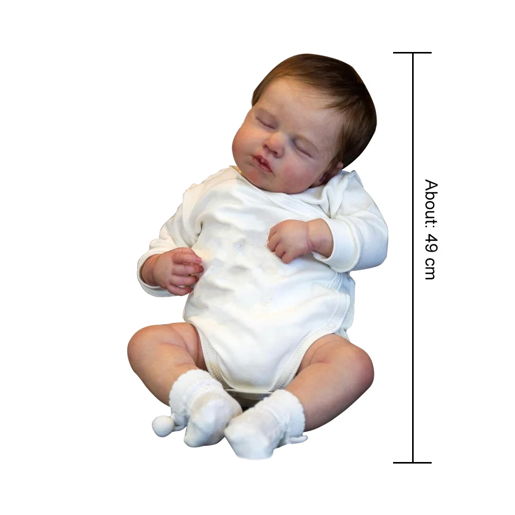 Realistic Baby Dolls Silicone Finished Dolls with Brown Hair Photography Simulation Dolls for Children Gifts Baby Companion Toys