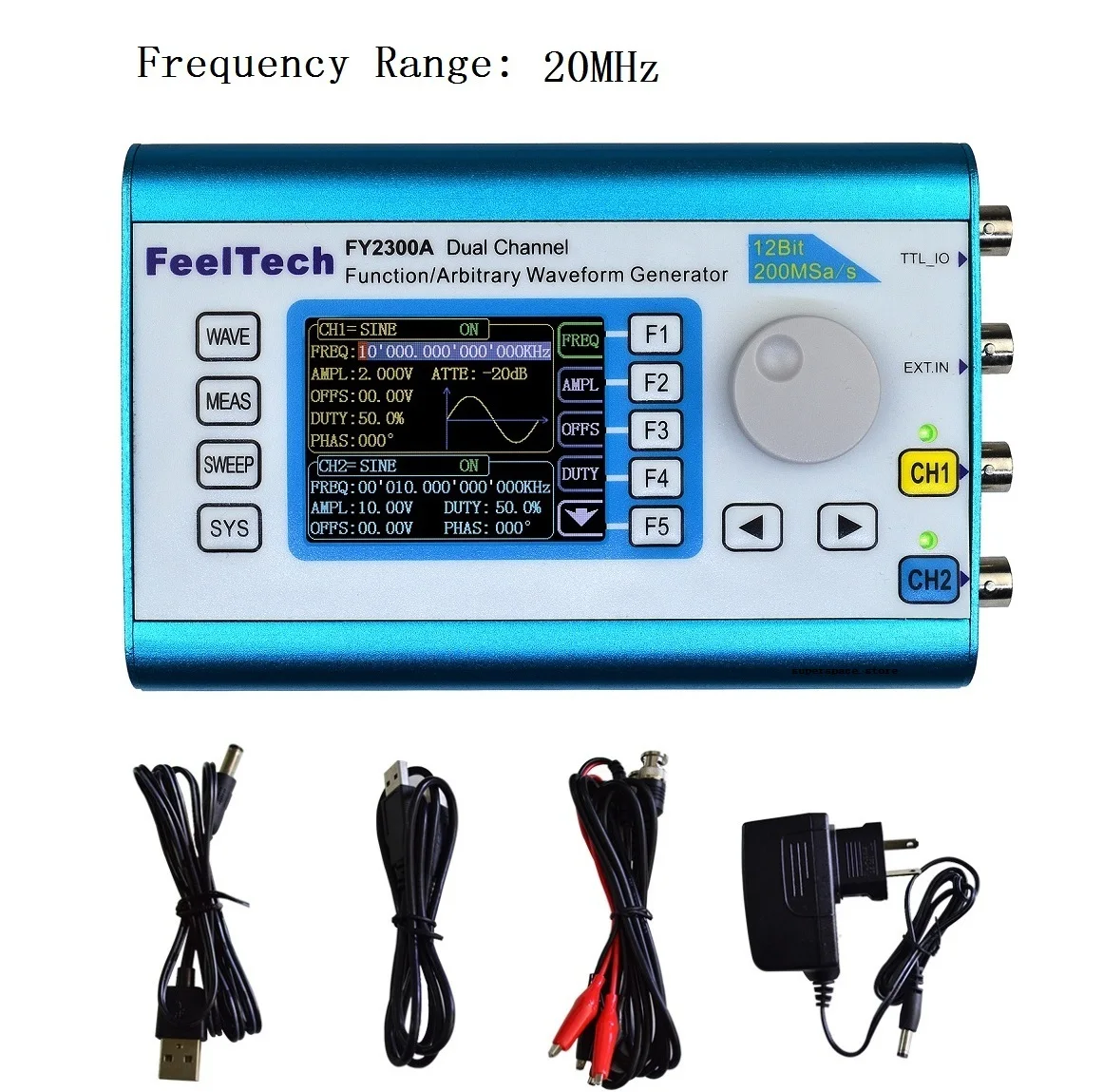 GuliTech FY6900 DDS Funktionsgenerator – 100 MHz, 2 Kanäle, 250 MSa/s, 14 Bit, Arbiträrwellen, Frequenzzähler, ABS-Gehäuse