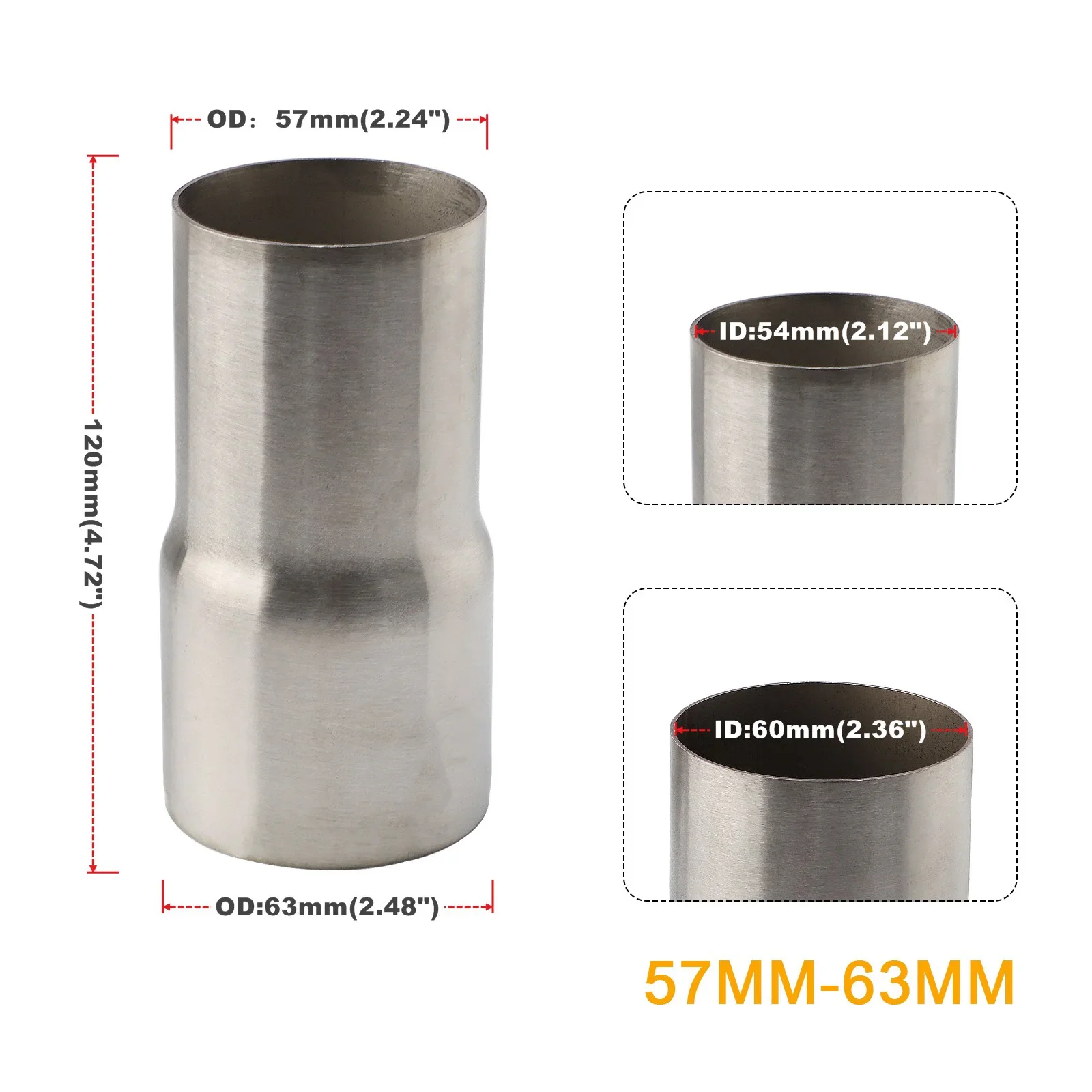 Stainless Steel 5-Step Exhaust Reducer Connector Pipe Tube