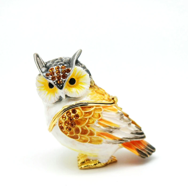 SHINNYGifts-European Style Bird Owl Shape Trinket Box, Small Home Decoration, Jewelry Gift Box