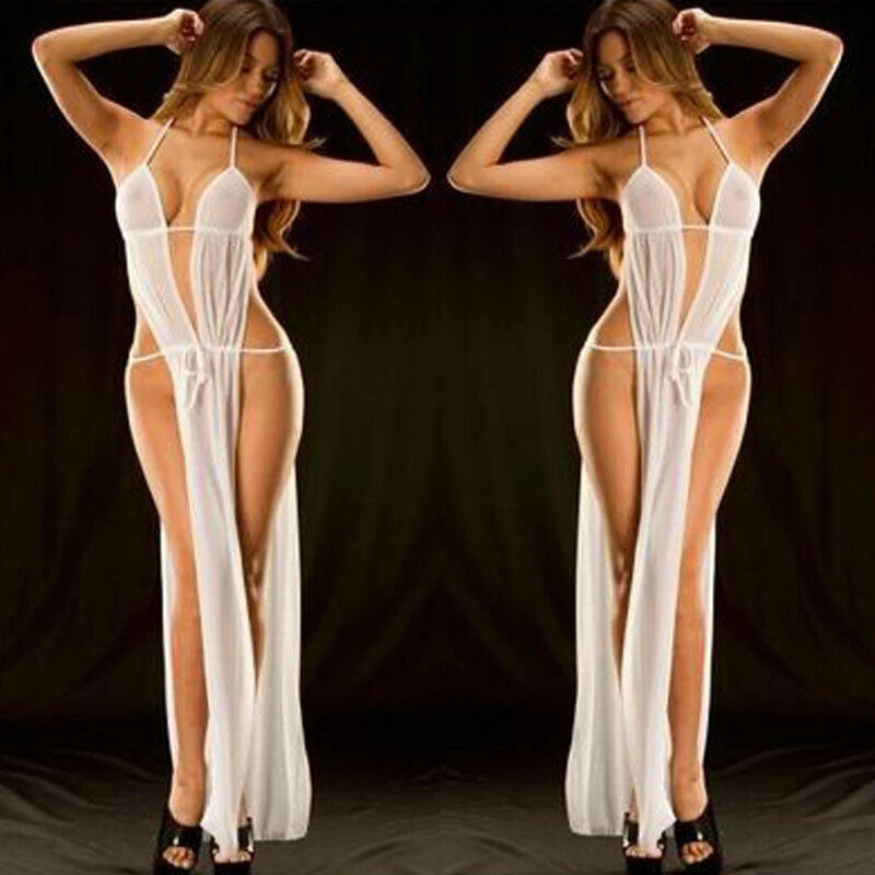 

2022 Lace Backless Sexy Lingerie Halter Lady Sexy Underwear Mesh Thin Women's LenceriaWhite&Black Lingerie Sexy Hot Erotic Dress