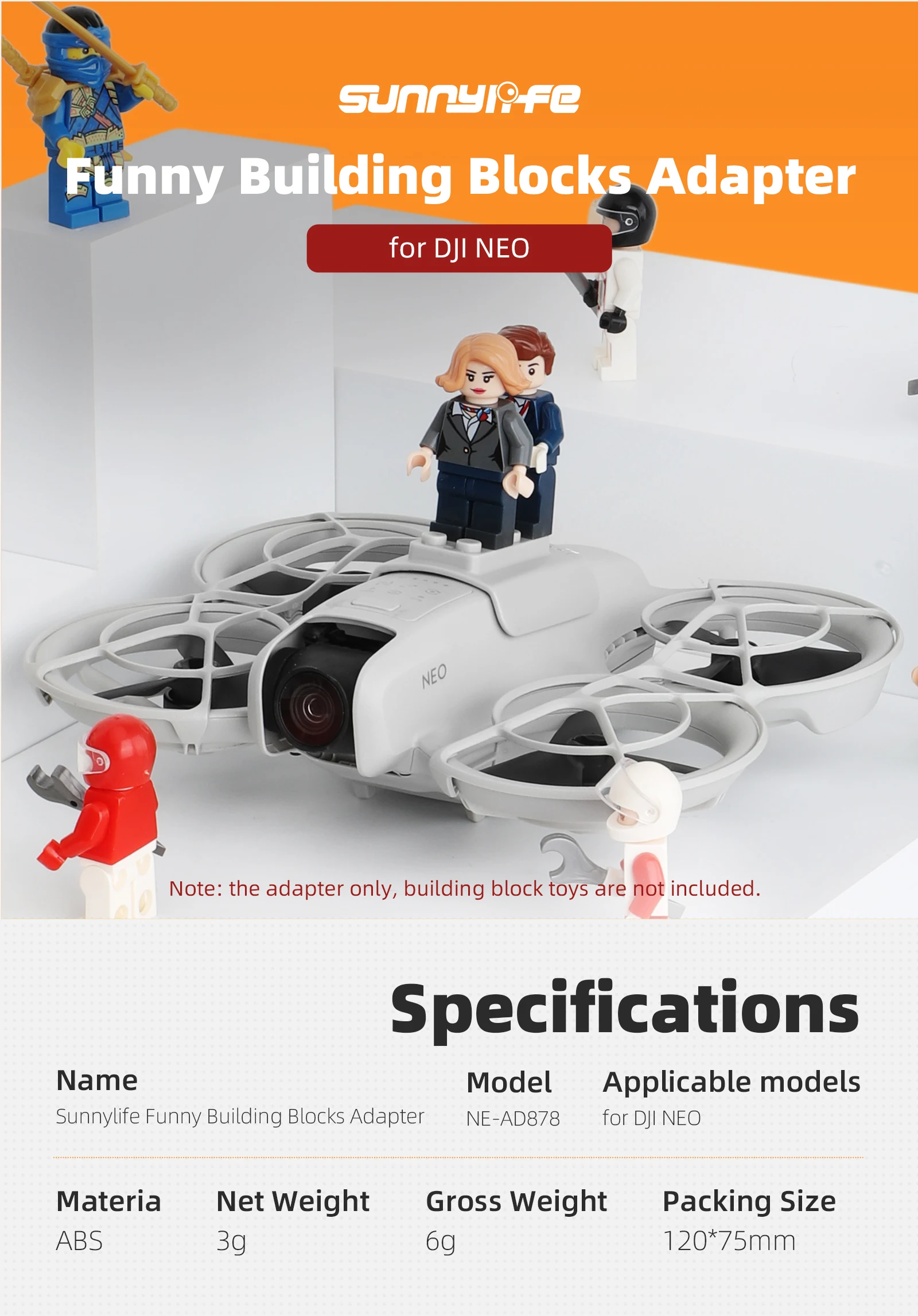 Description Picture 2 of itemSunnylife Toy Kits For DJI NEO Building Block Toy Extension Parts Fun Assembly Following Shooting for DJI NEO Drone Accessories
