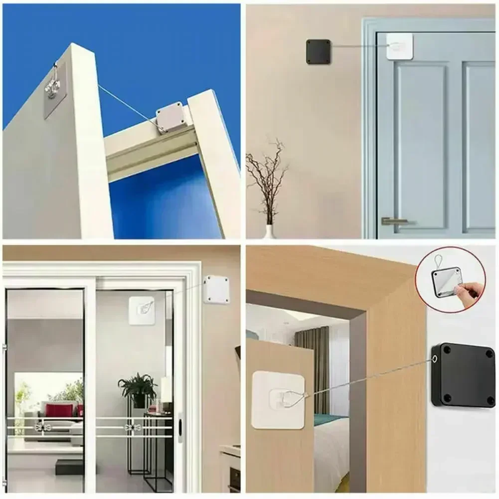 Automatic Door Closer Punch-Free Adjustable Door Closers For Sliding Glass 500g Tension Closing Device 1PC