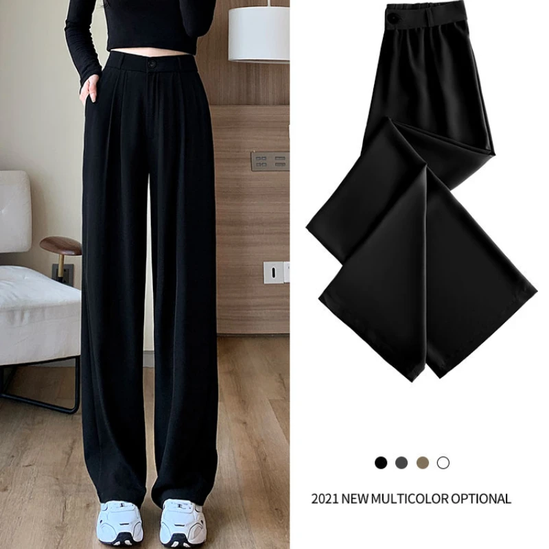 

Summer Vintage Pant for Woman Spring 2022 High Waist Pants Oversize Korean Style Wide Leg Women's Trousers Slim White Pants Zm36