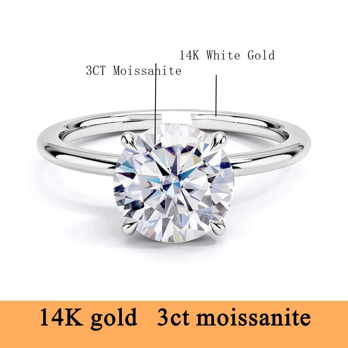 14K White 3CT