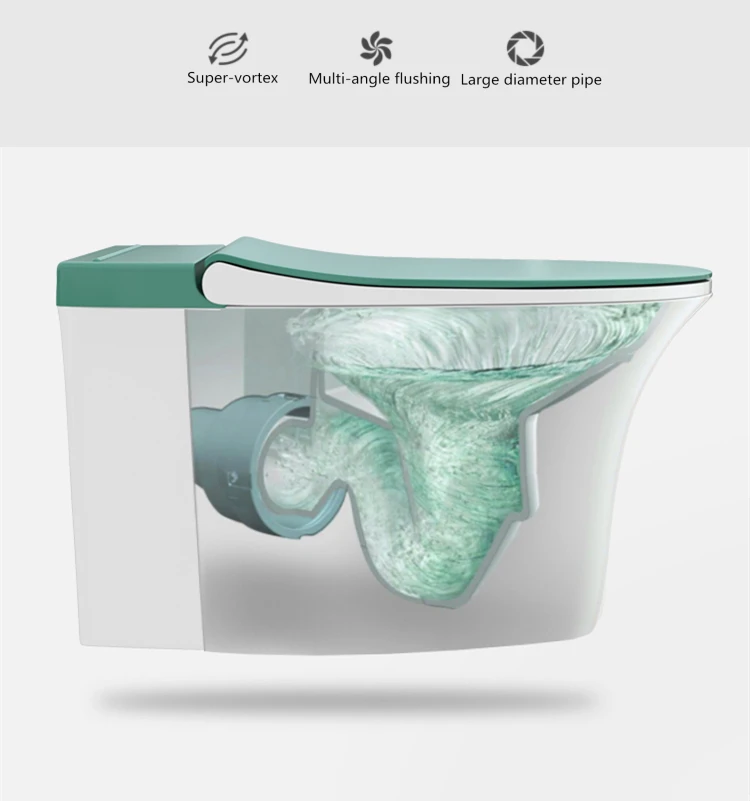 Wall Mounted Toilet No Need to Install Cistern Ceramic Bathroom Wall Hung Wc Black Seat Toilet Bowl Tankless