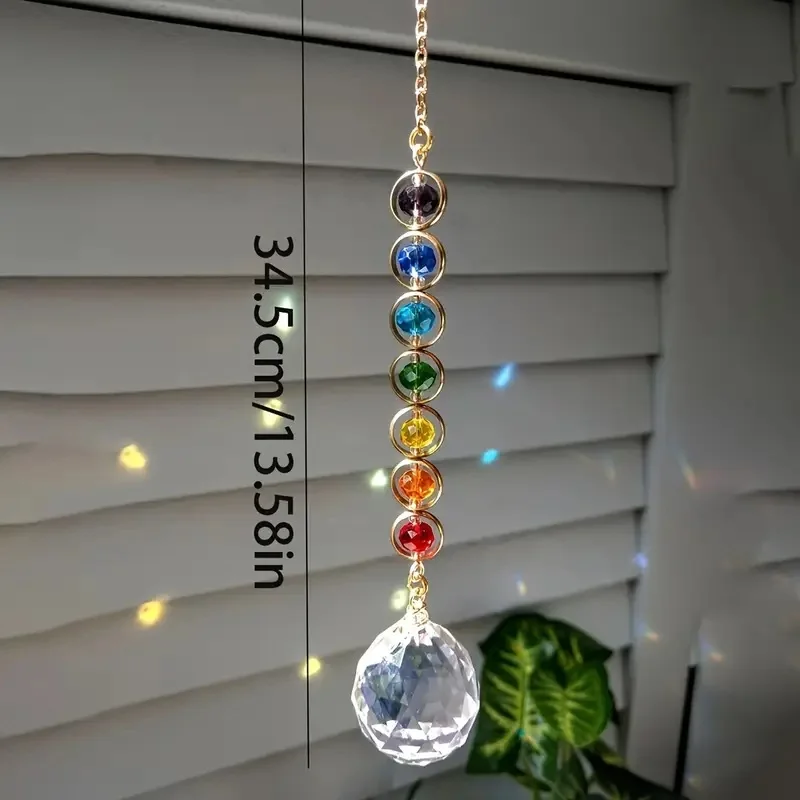 Sun Catcher Colorful Crystal Rainbow Maker Prism with Hanging Chain 1pc For Thanksgiving Home Decoration