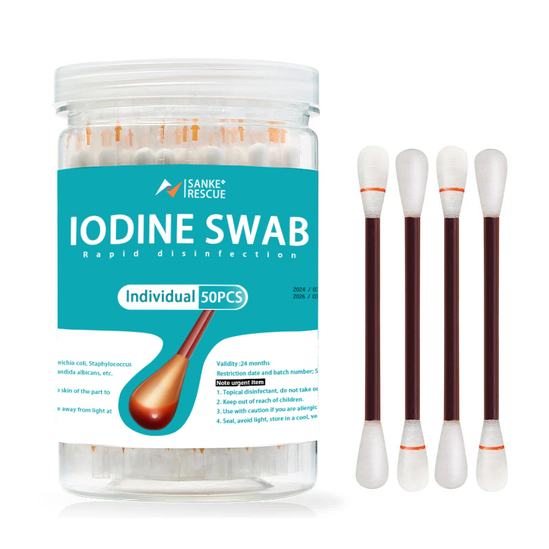 50PCS/Lot Medical Alcohol Disposable Emergency Cotton Stick Iodine Disinfected Swab First Aid kit home for Children Adults Baby