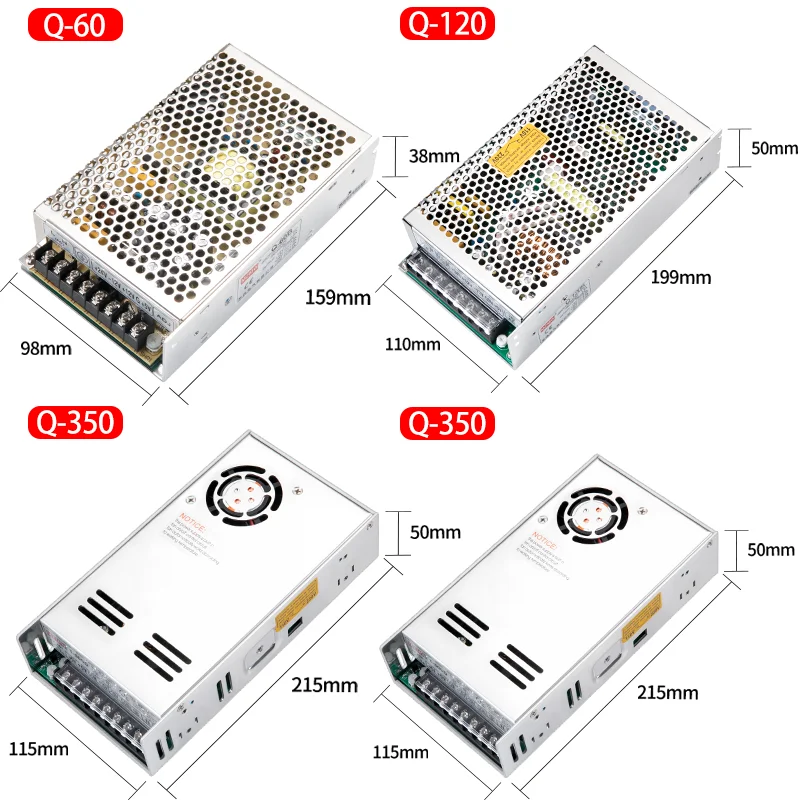 쿼드 출력 스위칭 전원 공급 장치, 4 방향 SMPS LED 스트립 드라이버 변압기, 60W, 120W, 350W, 500W, AC/DC 5V, 12V, 24V -5V -12V
