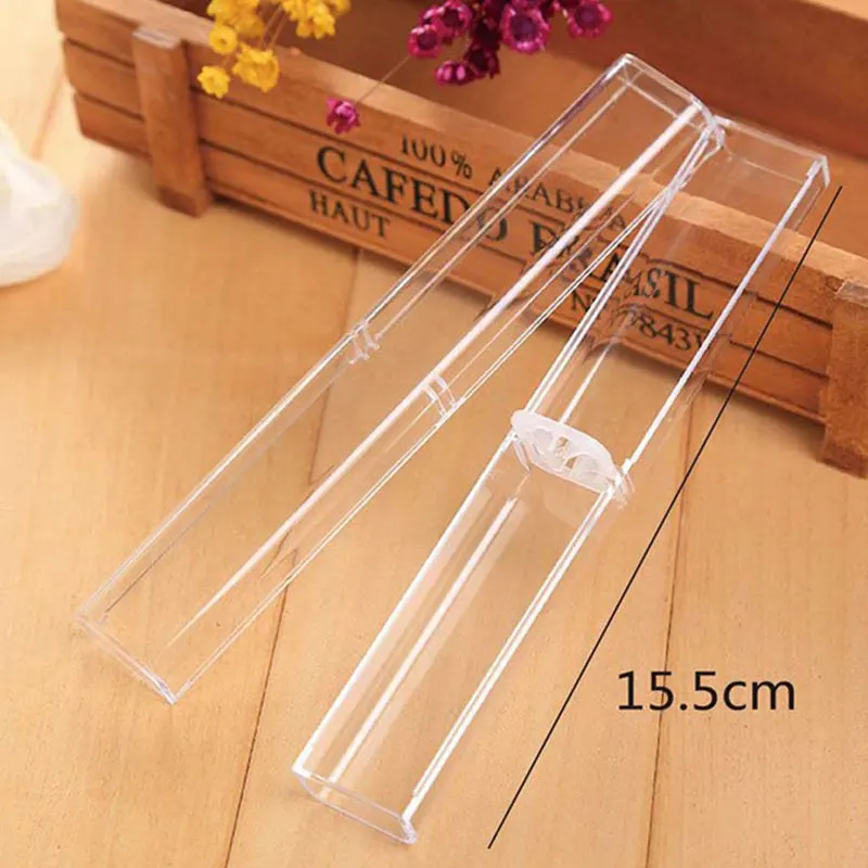 Business Pen Cases 30Pcs Office Gift Pencil Case Beautiful Transparent Plastic Pen Box Simple School Stationery Supplies