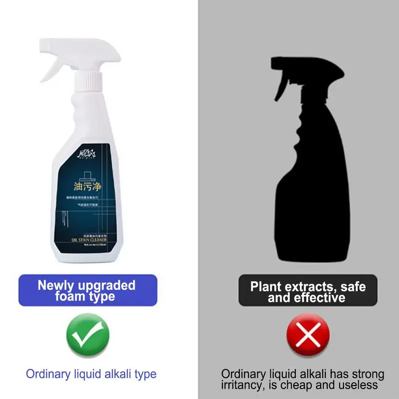 Oil Stain Cleaner 330ml Safe Stove Degreaser Kitchen Grease Cleaner Oil Spray All Purpose Remover Stain