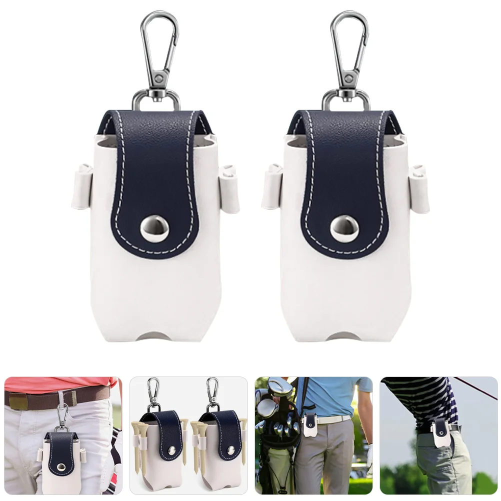 

2 Pcs Golf Bag Case Golfing Ball Holder Hanging Golfs Vessel Outdoor Compact Storage Convenient Tee Stud