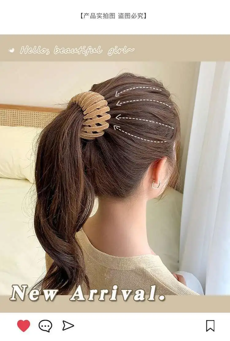 2021 Frauen Haar Gerät große Haar Kralle Clips Vogelnest Haarnadel koreanische Brötchen Haars cheibe Pferdes chwanz solide Locken wickler Kopf bedeckung Zubehör – Detail 10