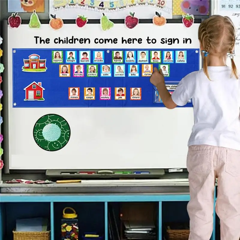 School Classroom Attendance Pocket Chart With 74 Color Cards Teacher Who Is Here Accessories For Classroom Management