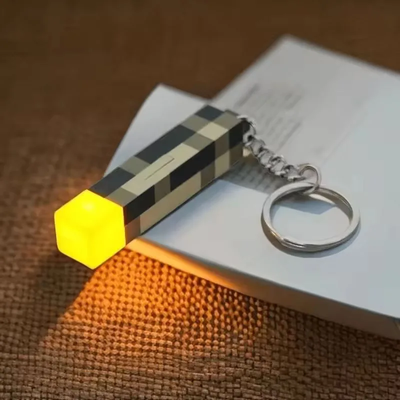 MC Game Mini Torch Flashlight LED Light USB Rechargeable Torch Keychain Backpack Pendant Children Gifts Miniature ornament