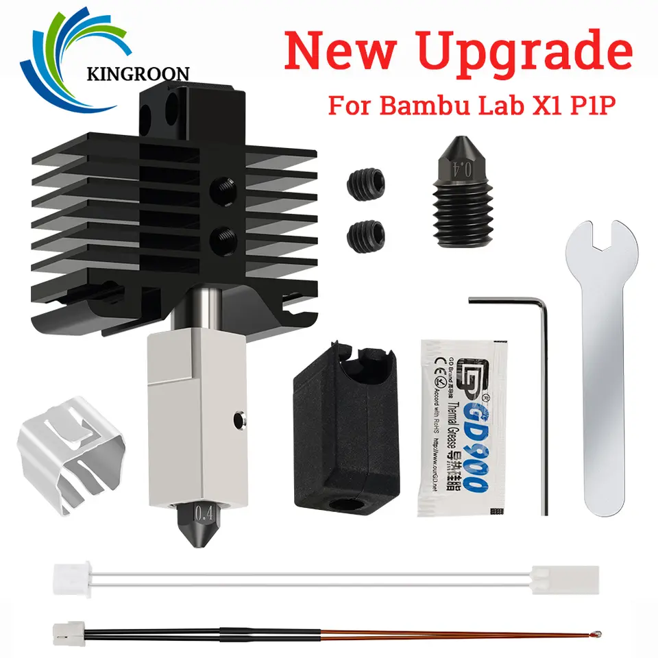 Hotend Kit For Bambu Lab X1 Carbon X1-Carbon Combo P1P 3D Printer 500C Upgraded Plated Copper Heater Block Hardened Steel Nozzle image 1