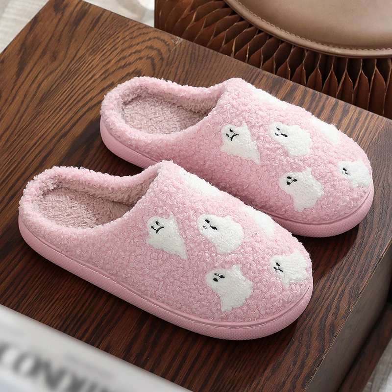 Women's Winter Warm Home Slippers Indoor Comfortable Non-slip Cotton Shoes Women 2025 Embroidery Soft Sole Plush Slipper Couple