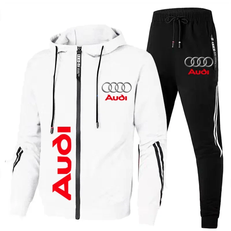 Men's Tracksuit Audi Logo Print 2 Piece Suit motorcycle clothing