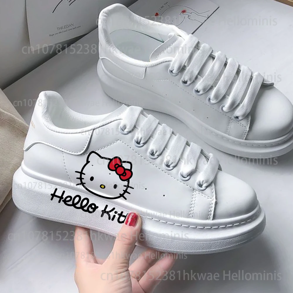 thumbnail image 1 of Zapatillas de deporte hello kitty para mujer, zapatos informales con plataforma para kateboarding, planos, 3D, graffiti, color rosa, 1 of 4