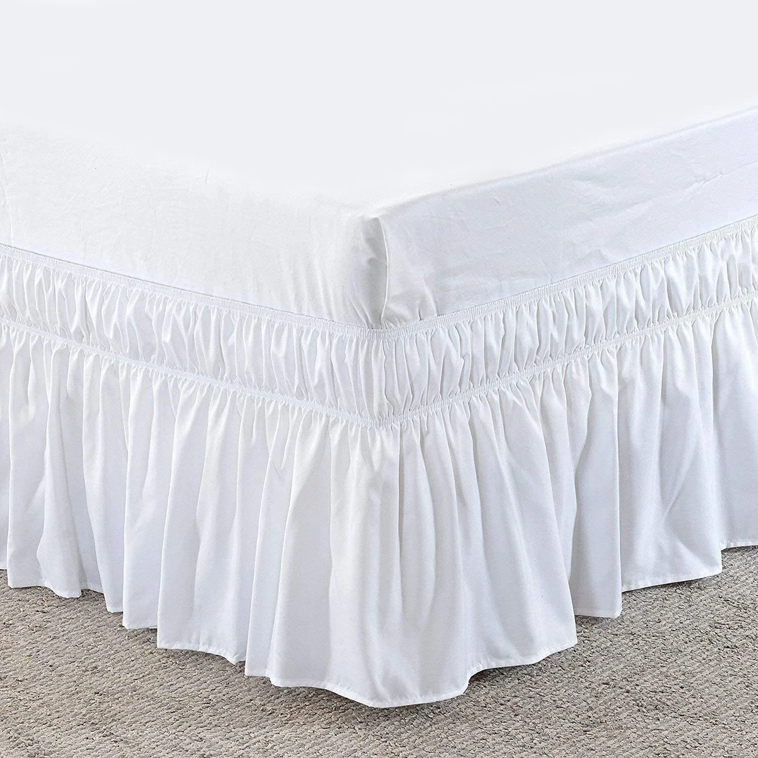 Description Picture 3 of itemElastic Bed Ruffles Bed Skirt Soft Comfortable Wrap Around Fade Resistant Solid Color Bed Skirts Twin Full Queen King Size