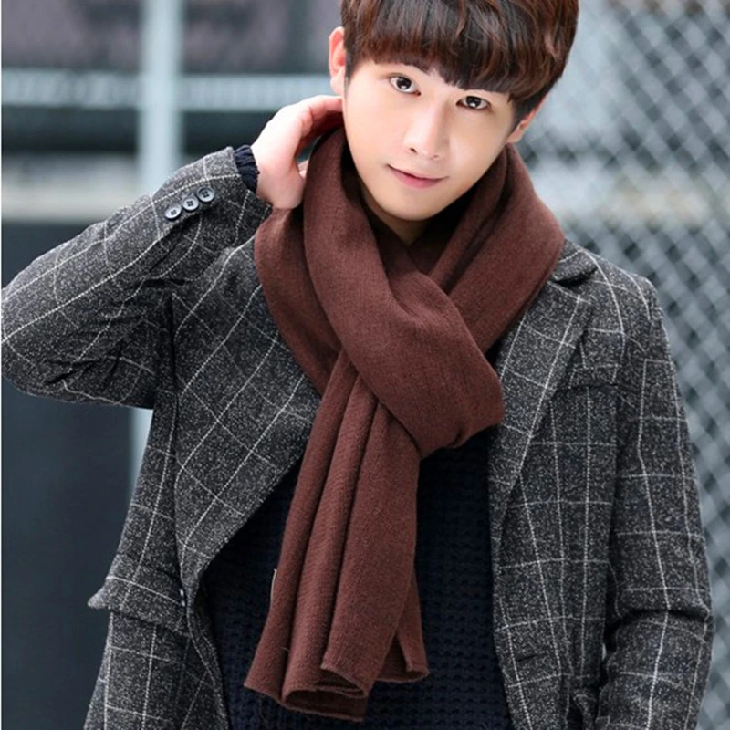 2022 New Arrived Brand Men Scarf Knit Spring Winter Scarves Long Size Male Warmer Women's Solid Color Wool Bufanda