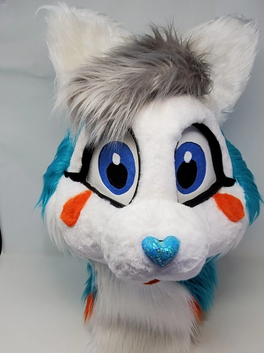 

Easter Rabbit Mascot Animal Fursuit Partial Bunny Head and Tail Cosplay Garment Halloween Party Game Walking Performance Props