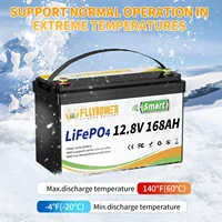 FLLYROWER 12V 168AH LiFePO4 batterie au Lithium avec Bluetooth BMS 8000 + Cycles pour camping-cars de tourisme batterie éolienne solaire tout-terrain 6